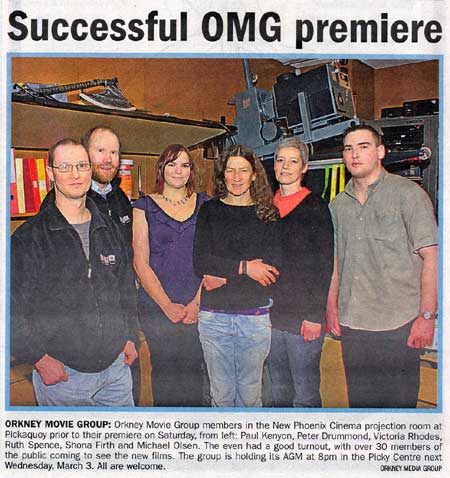 OMG Premiere article from Orkney Today